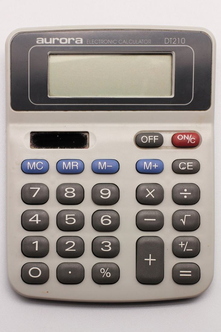 Electronic calculator on a white background
