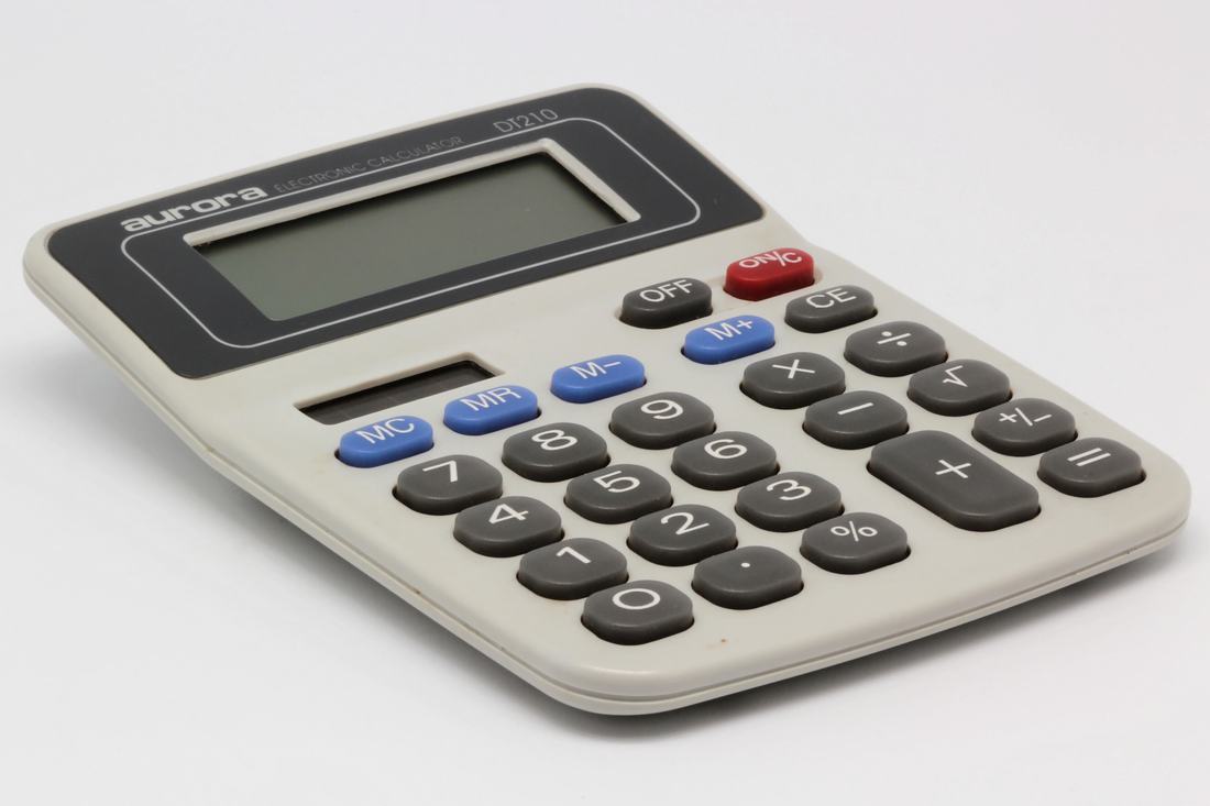 Electronic calculator seen from a different angle