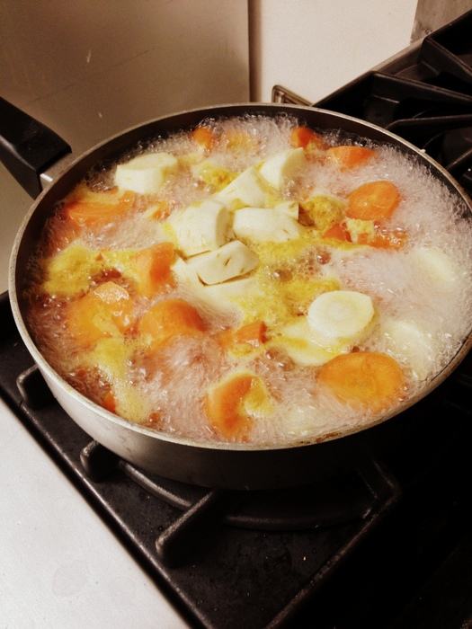 Vegetables cooking in a pan