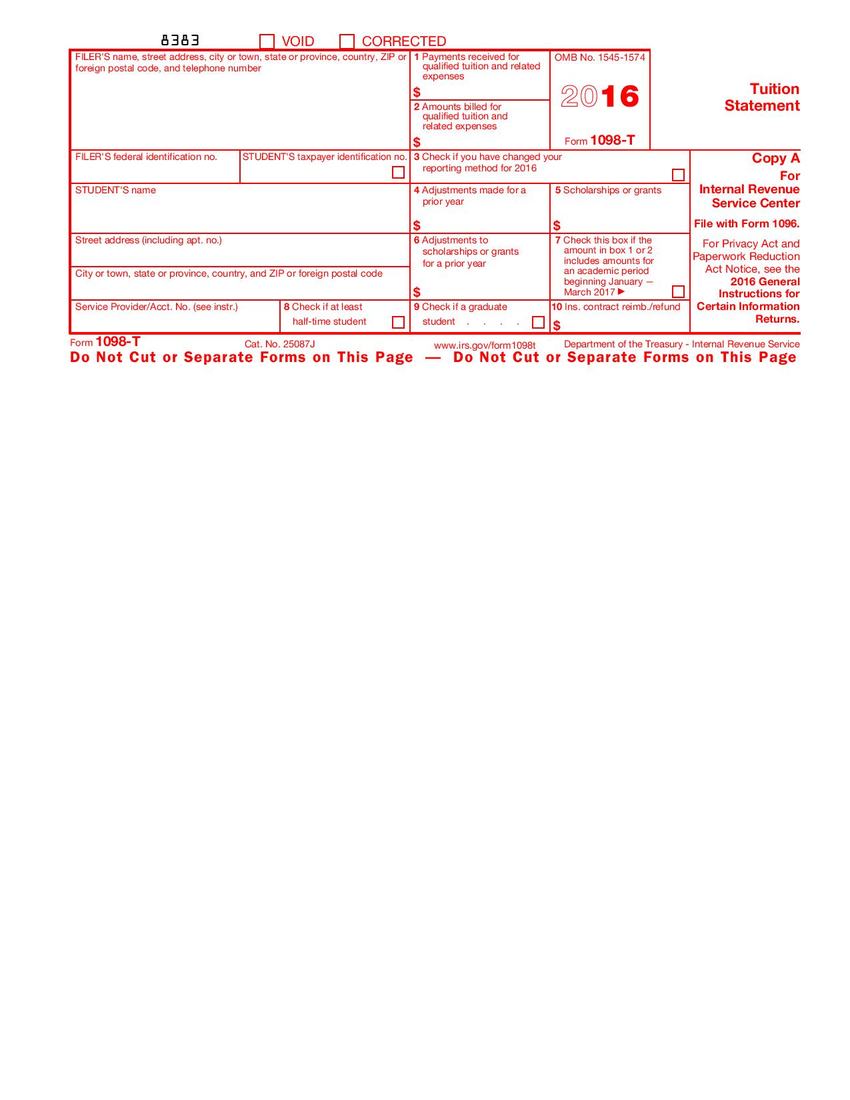 IRS tax form 1098-T